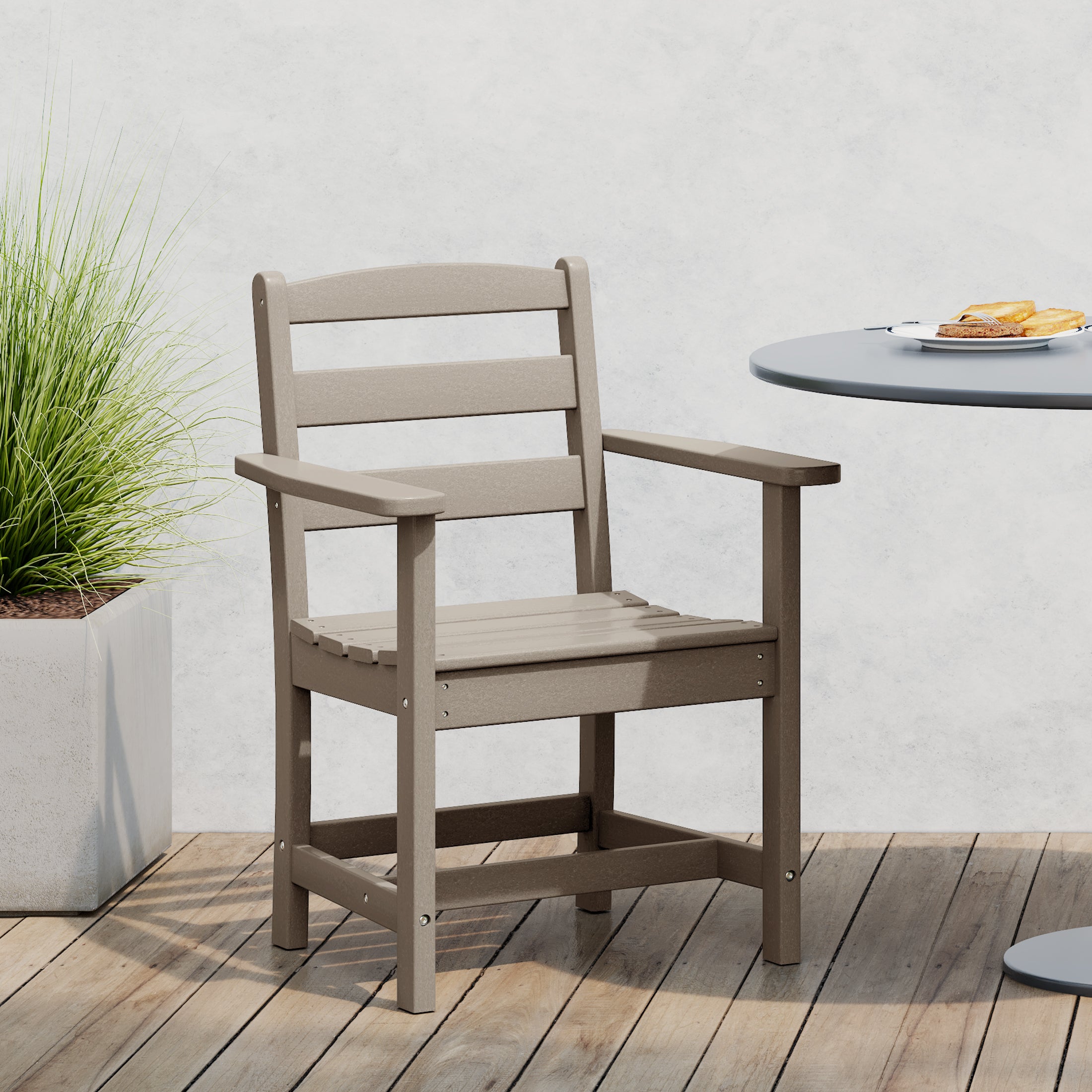 Ashore Outdoor HDPE Patio Classic Dining Arm Chair