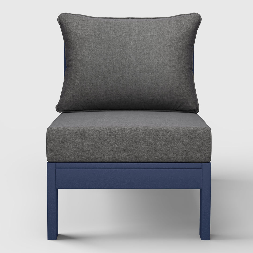 Avalon Outdoor HDPE Deep Seating Modular Armless Patio Chair with Patio Cushions