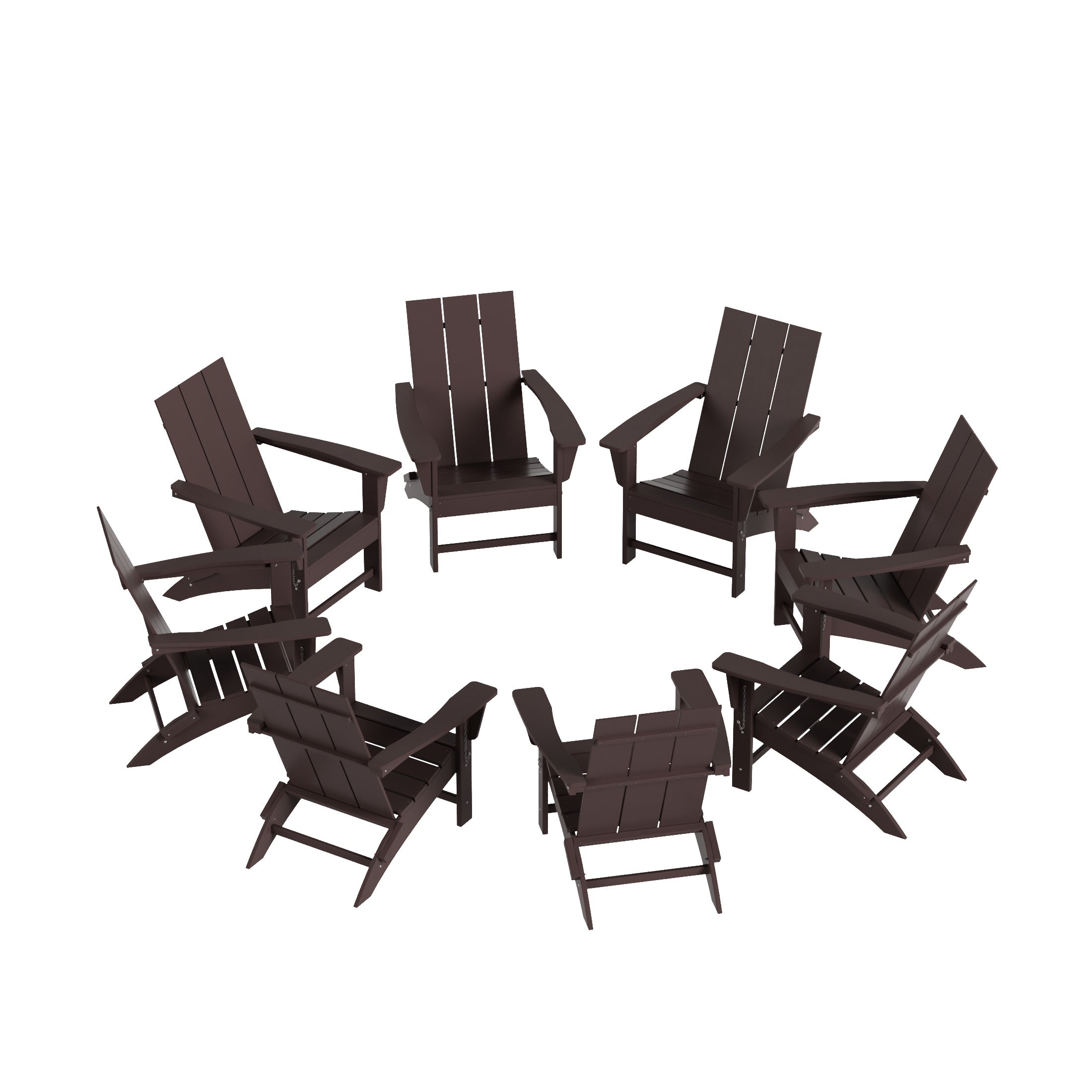Ashore Modern Poly Folding Adirondack Chair Set (Set of 8)