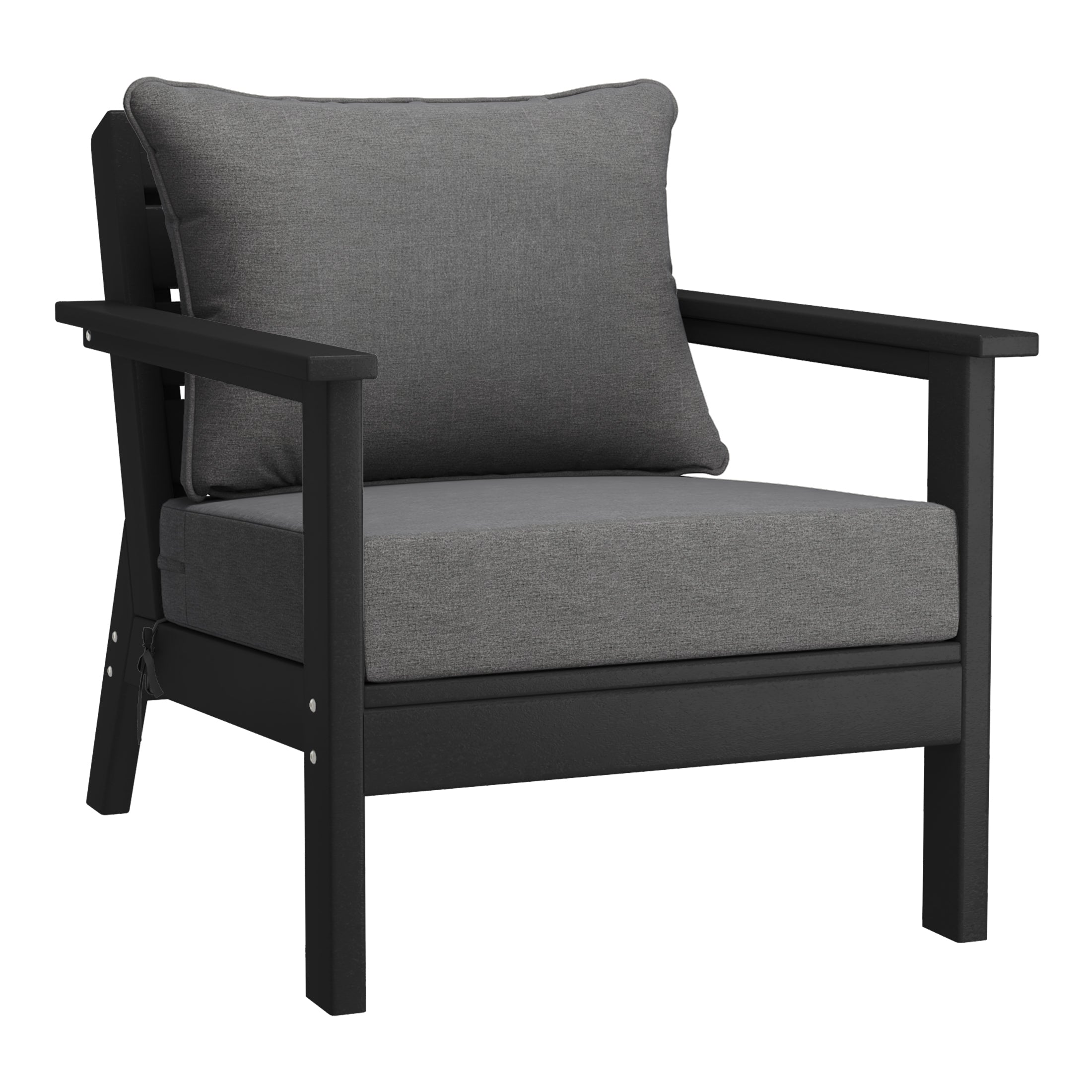 Avalon Outdoor Modern HDPE Patio Club Chairs with Deep Seat Cushions (Set of 2)