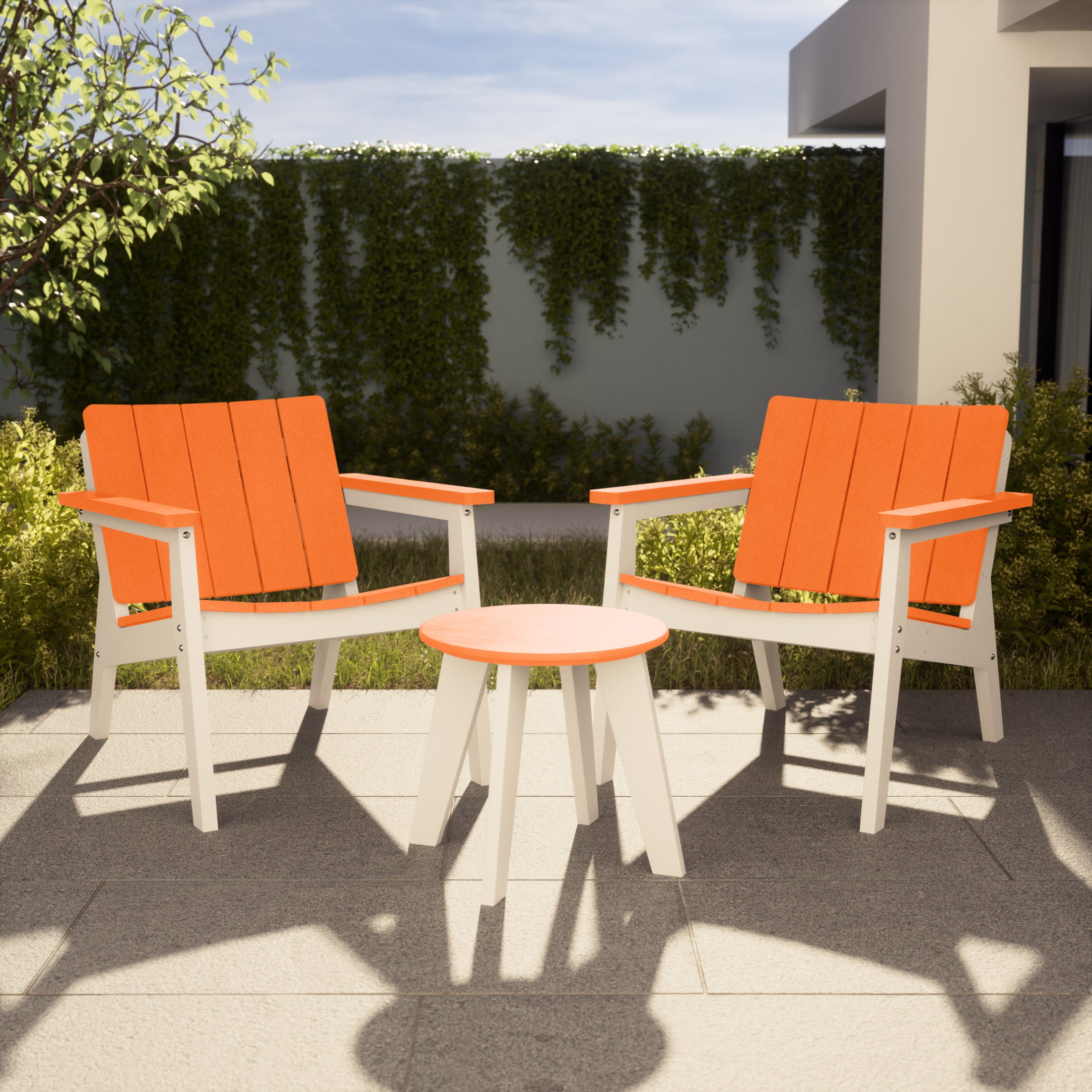 Pacifica 3-Piece Outdoor HDPE Conversation Set with Deep Seating Chairs and Round Side Table