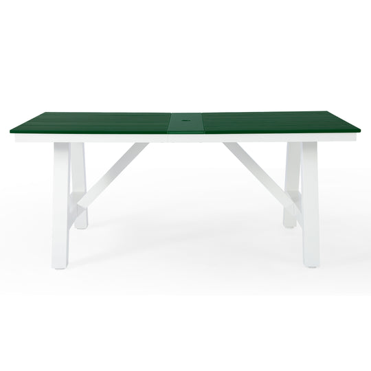 Cape May 72" HDPE Rectangle Outdoor Patio Dining Table With Umbrella Hole and Metal Frame