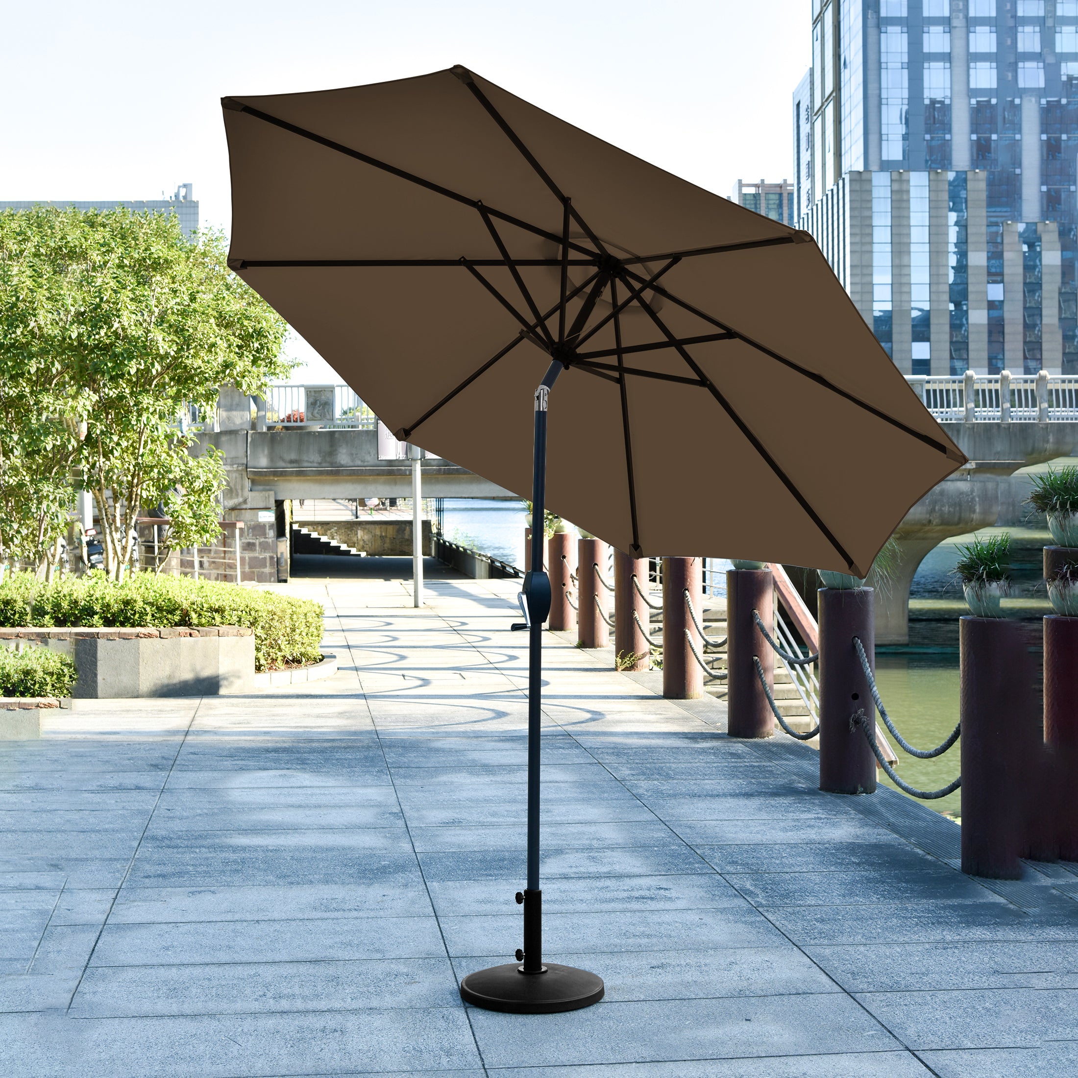 Paolo 9 ft. Patio Table Umbrella with tilt, crank features and free standing weight base kit