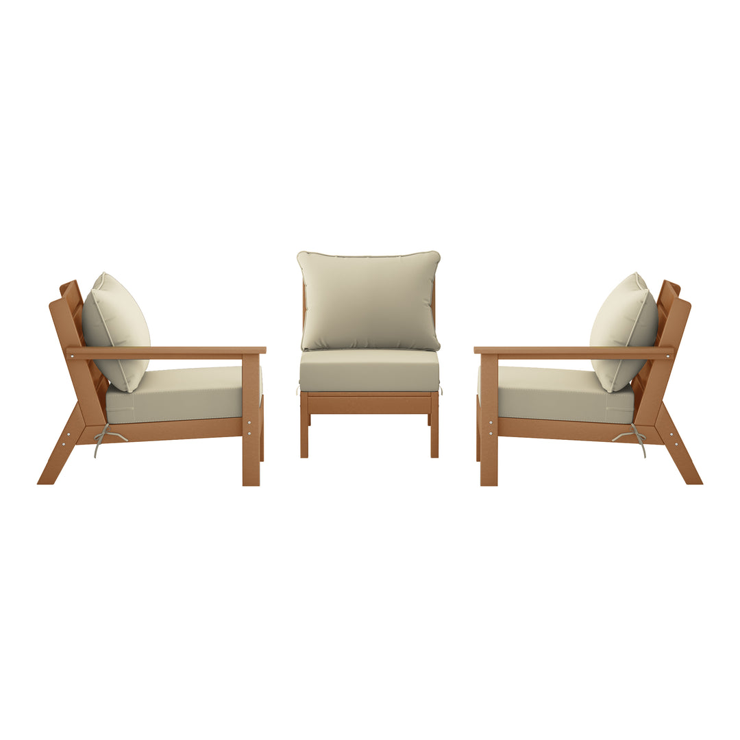 Avalon Outdoor Patio HDPE Sectional Sofa with Patio Cushions