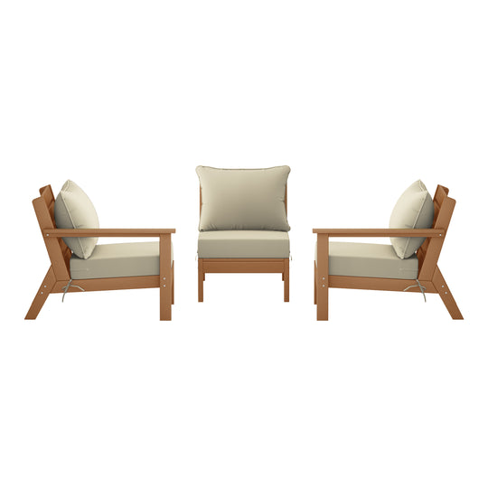 Avalon Outdoor Patio HDPE Sectional Sofa with Patio Cushions