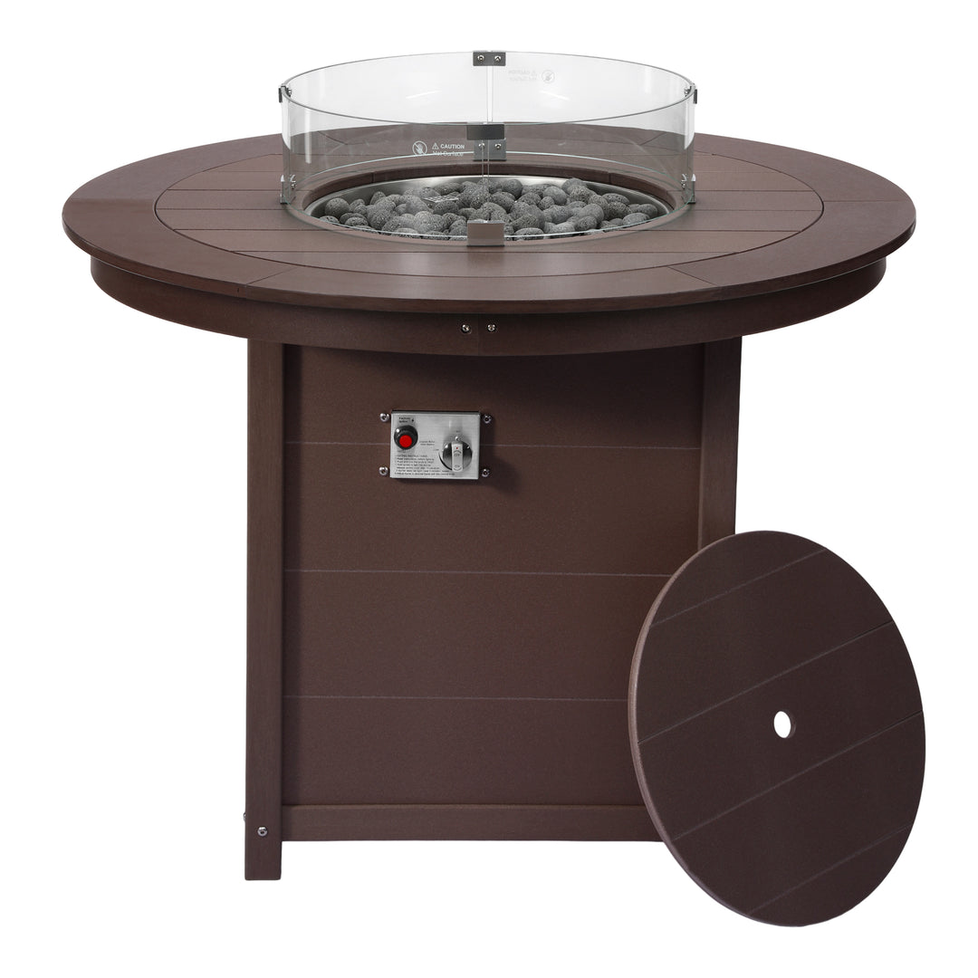 Helios 47" Modern Outdoor Patio Propane Round Counter Height Fire Pit Table