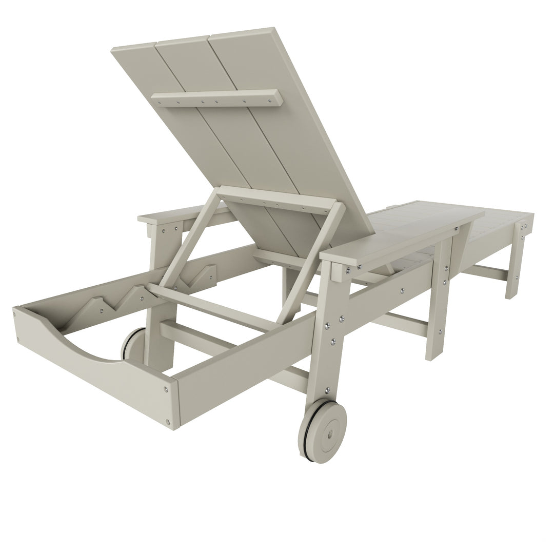 Ashore Modern Reclining Chaise Lounge With Arms & Wheels