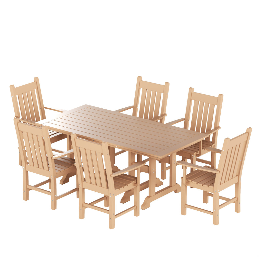 Malibu 7 Piece Outdoor Patio Dining Set Outdoor Table and Armchair Set