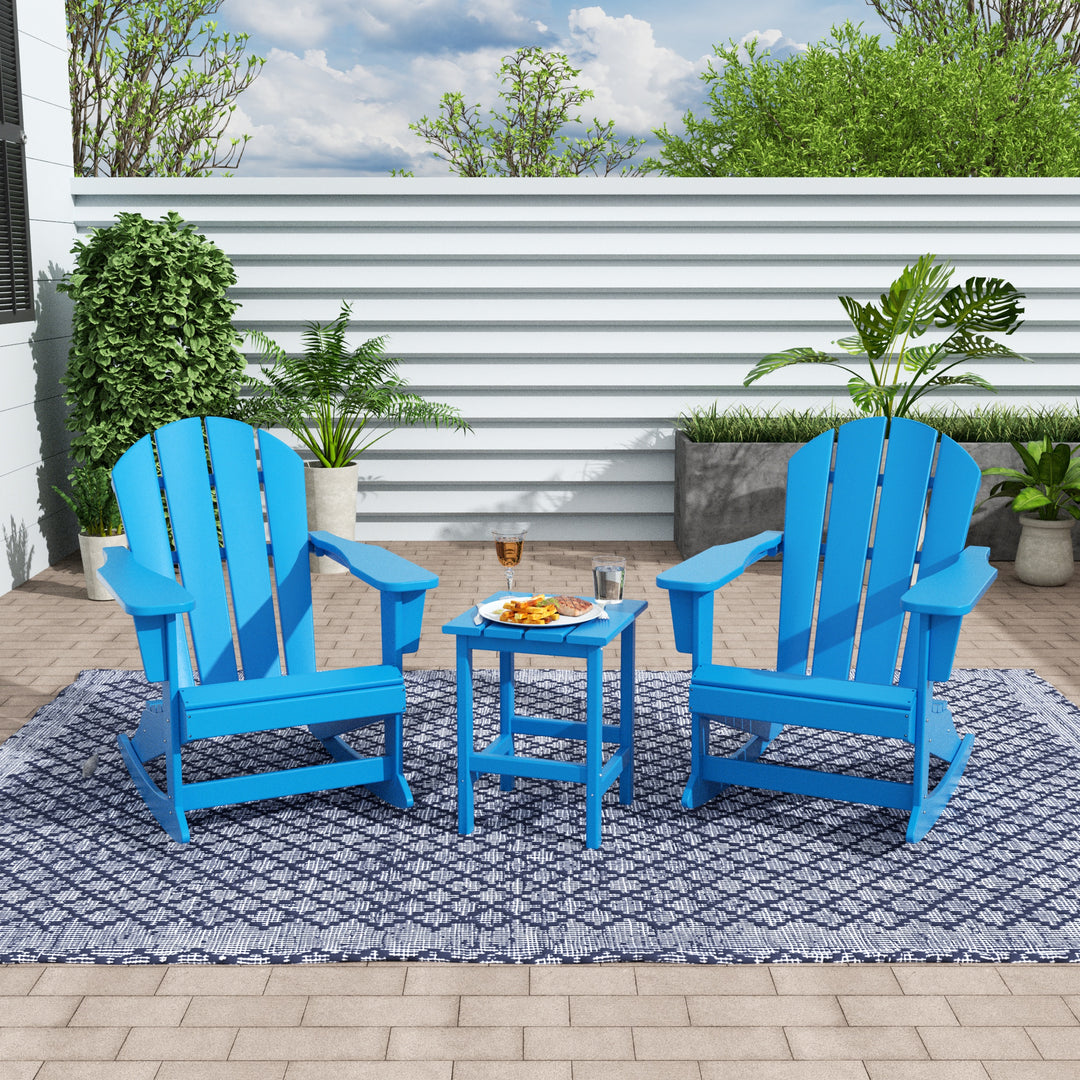 Malibu Westintrends 3-Piece set Outdoor / Patio Poly Adirondack rocking chairs with a side table ( 2 seater )