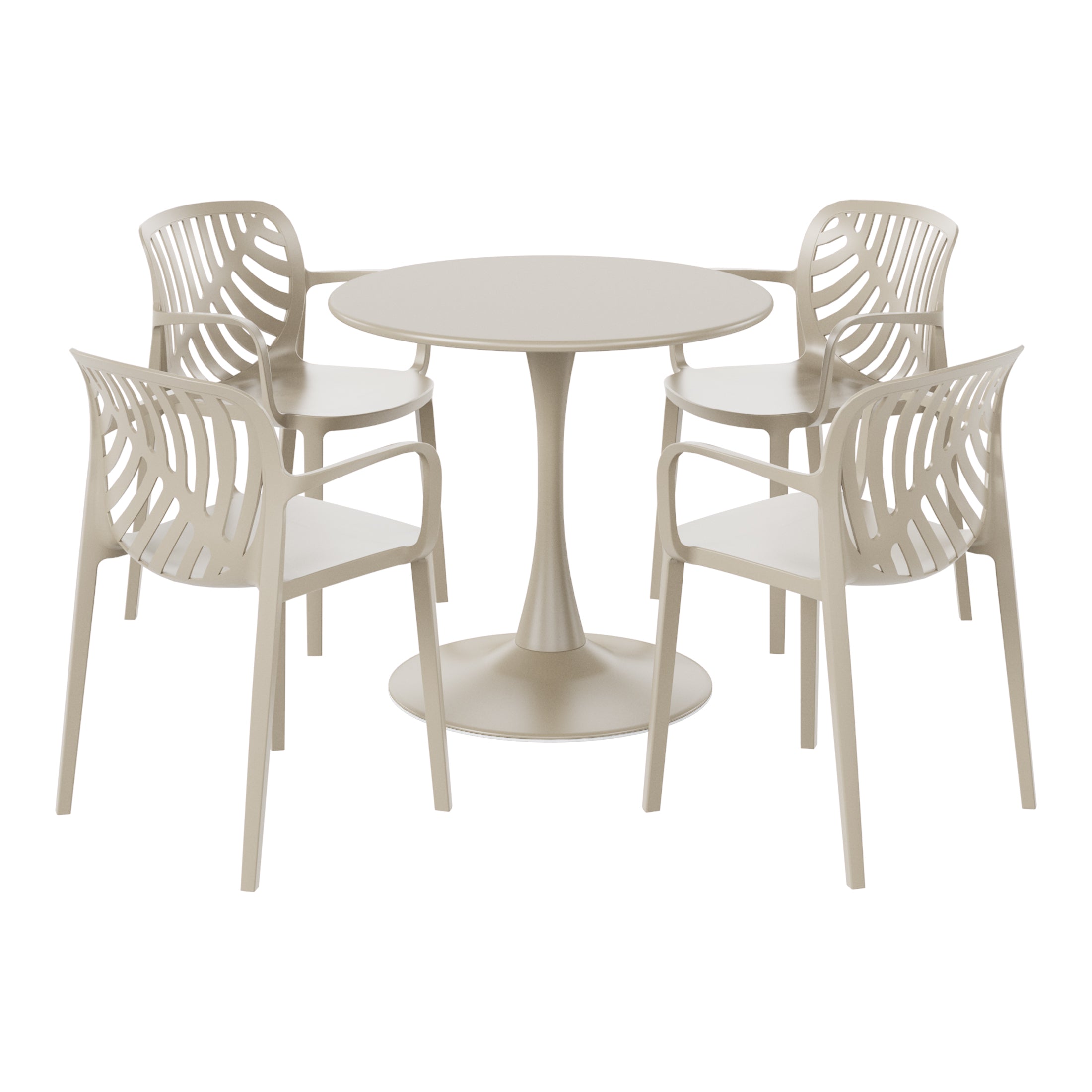 Playa 5-Piece Outdoor Indoor Metal Patio Dining Table Set With Stackable Patio Arm Chairs