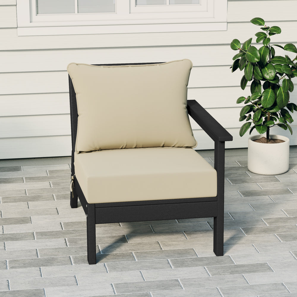 Avalon Outdoor Patio HDPE Right Arm Sectional Corner Club Chair with Patio Cushions