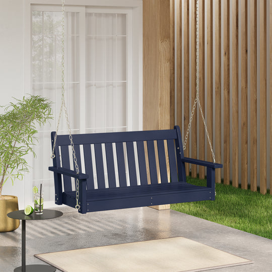 Malibu Outdoor Patio HDPE Hanging Front Porch Swing Bench