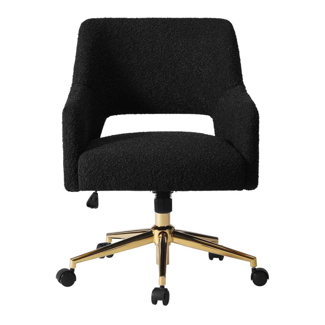 Genevieve Mid-Century Modern Swivel Office Vanity Chair with Wheels