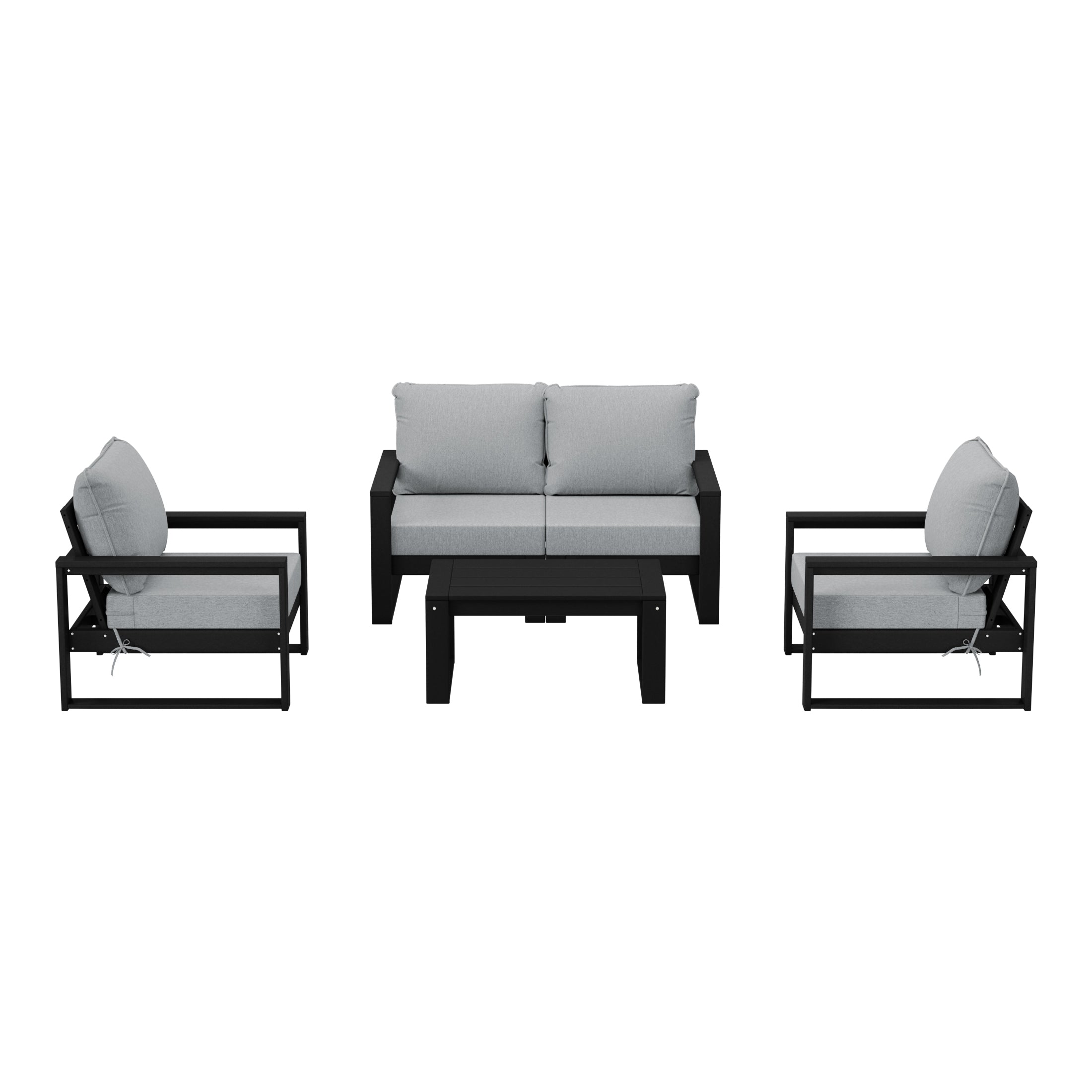 Montara 5-Piece Modern HDPE Outdoor Patio Furniture Sofa Conversation Set with Coffee Table