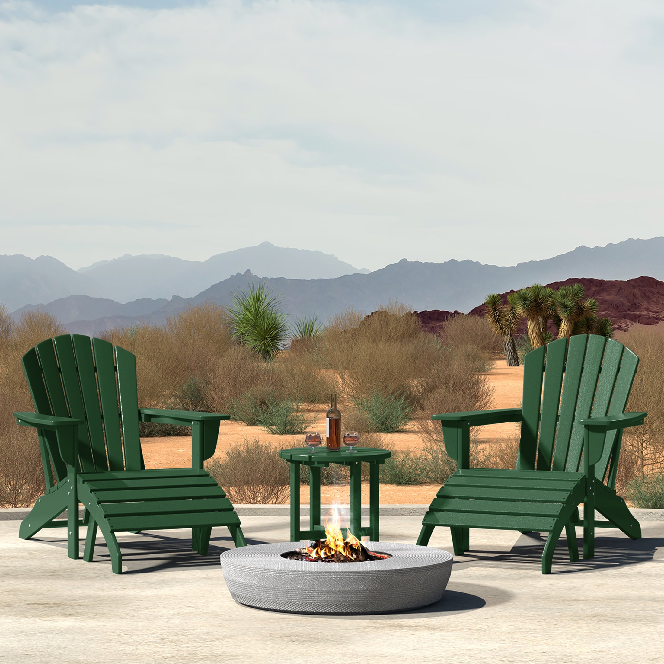 Dylan Outdoor Adirondack Chair With Ottoman And Side Table 5-Piece Set