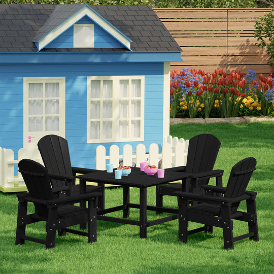 Malibu Kids 5-Piece HDPE Outdoor Square Patio Dining Table and Chairs Set