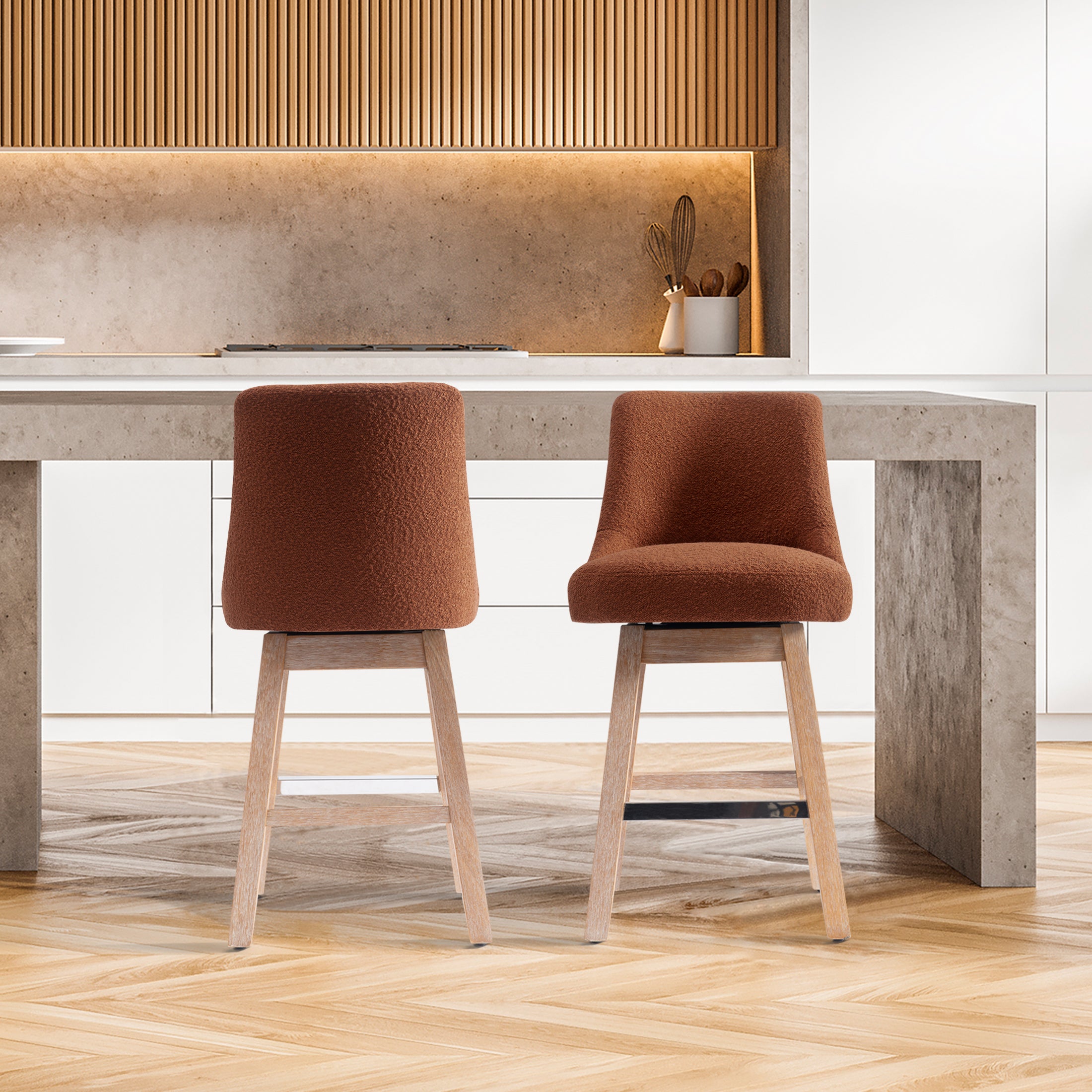 Genevieve 26" Upholstered Swivel Counter Height Bar Stools (Set of 2)