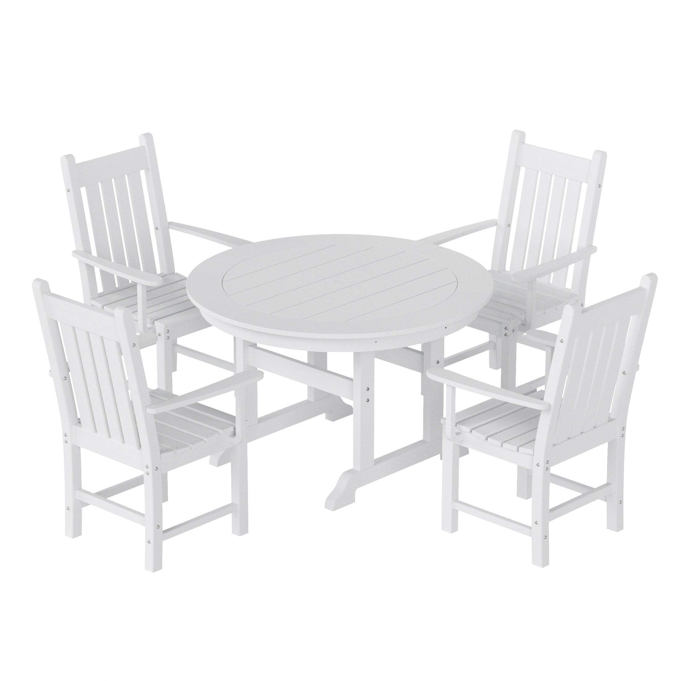 Malibu 5 Piece Outdoor Patio Dining Set Outdoor Round Table and Armchair Set