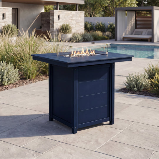 Helios 46" Modern Outdoor Patio Gas Propane Rectangle Fire Pit Table