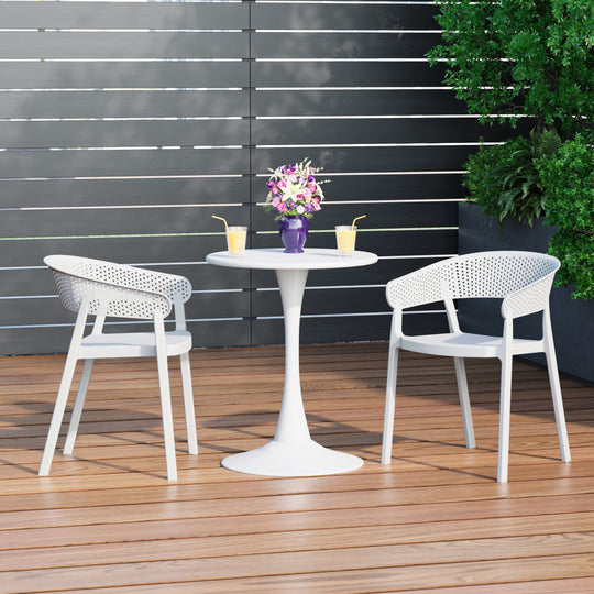 Playa Outdoor Modern Stackable Plastic Resin Patio Dining Armchair (Set of 2)