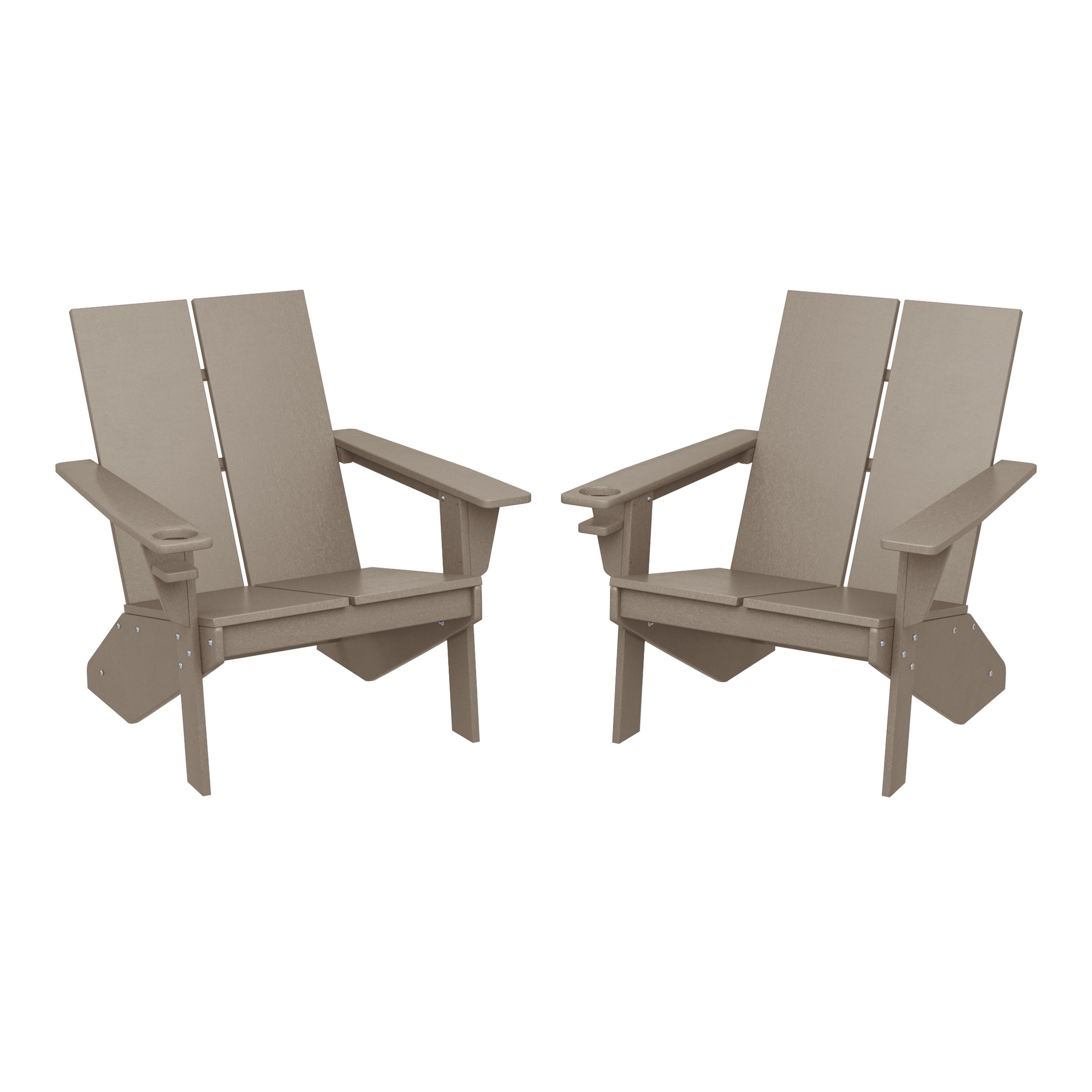 Riviera Outdoor HDPE Modern Adirondack Chair with Cup Holder (Set of 2)