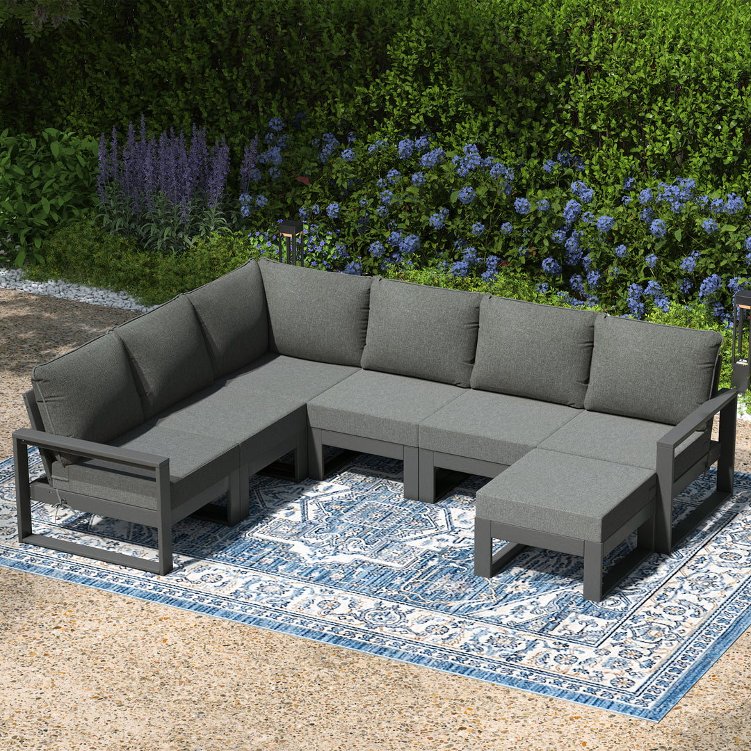 Montara 7-Piece Outdoor Modular L-Shaped Corner Patio Sectional Sofa Set