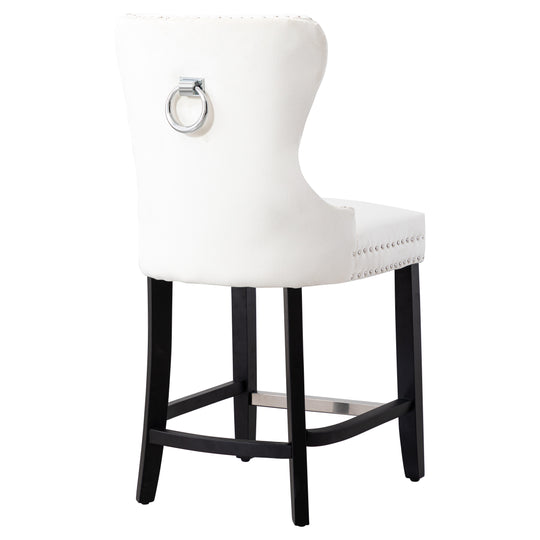 Wordford 24" Tufted Velvet Counter Stool, Black