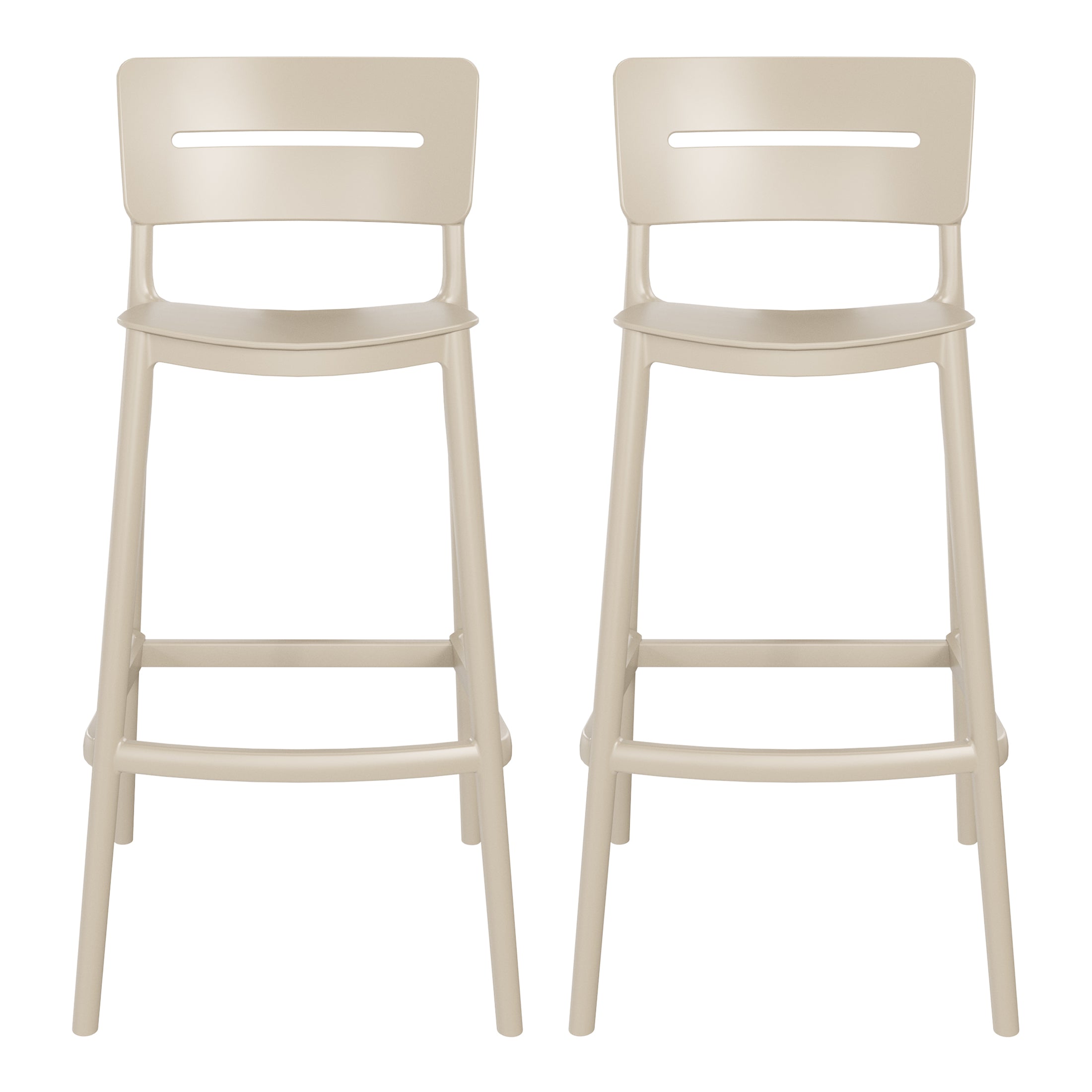 Playa Stackable Polypropylene Resin Plastic Outdoor Patio Bar Stools (Set of 2)