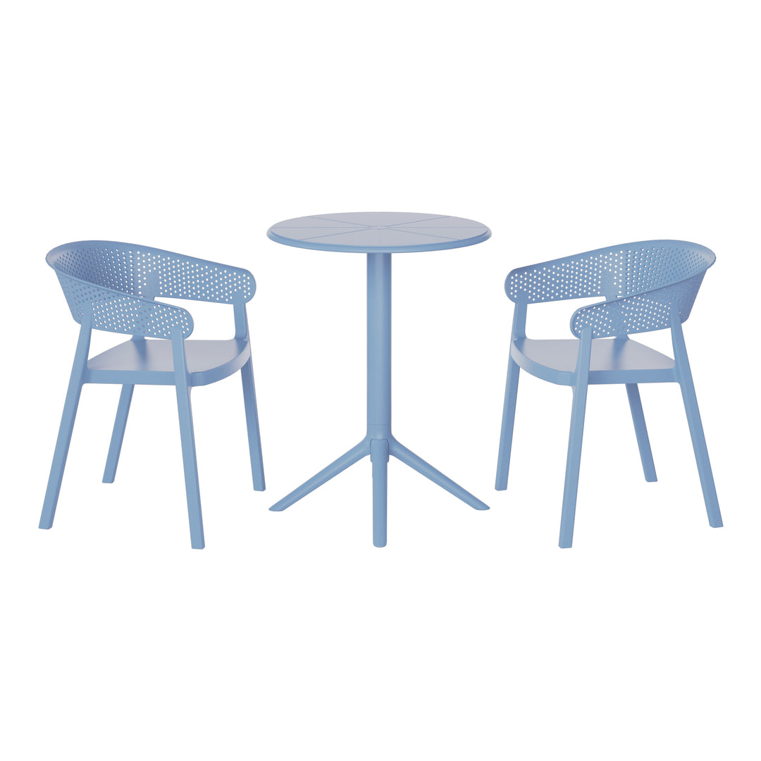 Playa 3-Piece Outdoor Resin Patio Bistro Table Set with Stackable Patio Dining Side Chairs