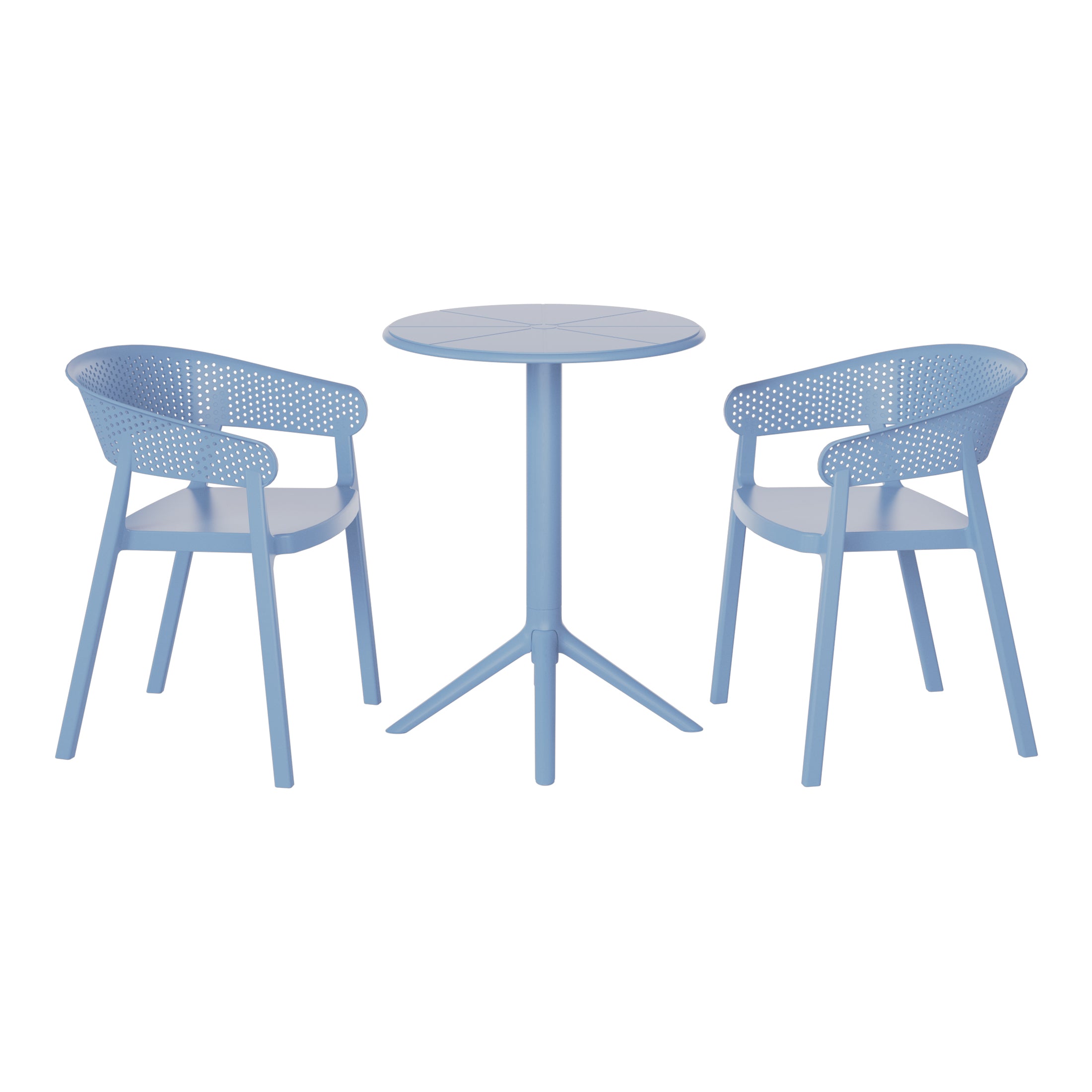 Playa 3-Piece Outdoor Resin Patio Bistro Table Set with Stackable Patio Dining Side Chairs