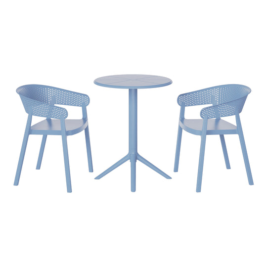 Playa 3-Piece Outdoor Resin Patio Bistro Table Set with Stackable Patio Dining Side Chairs