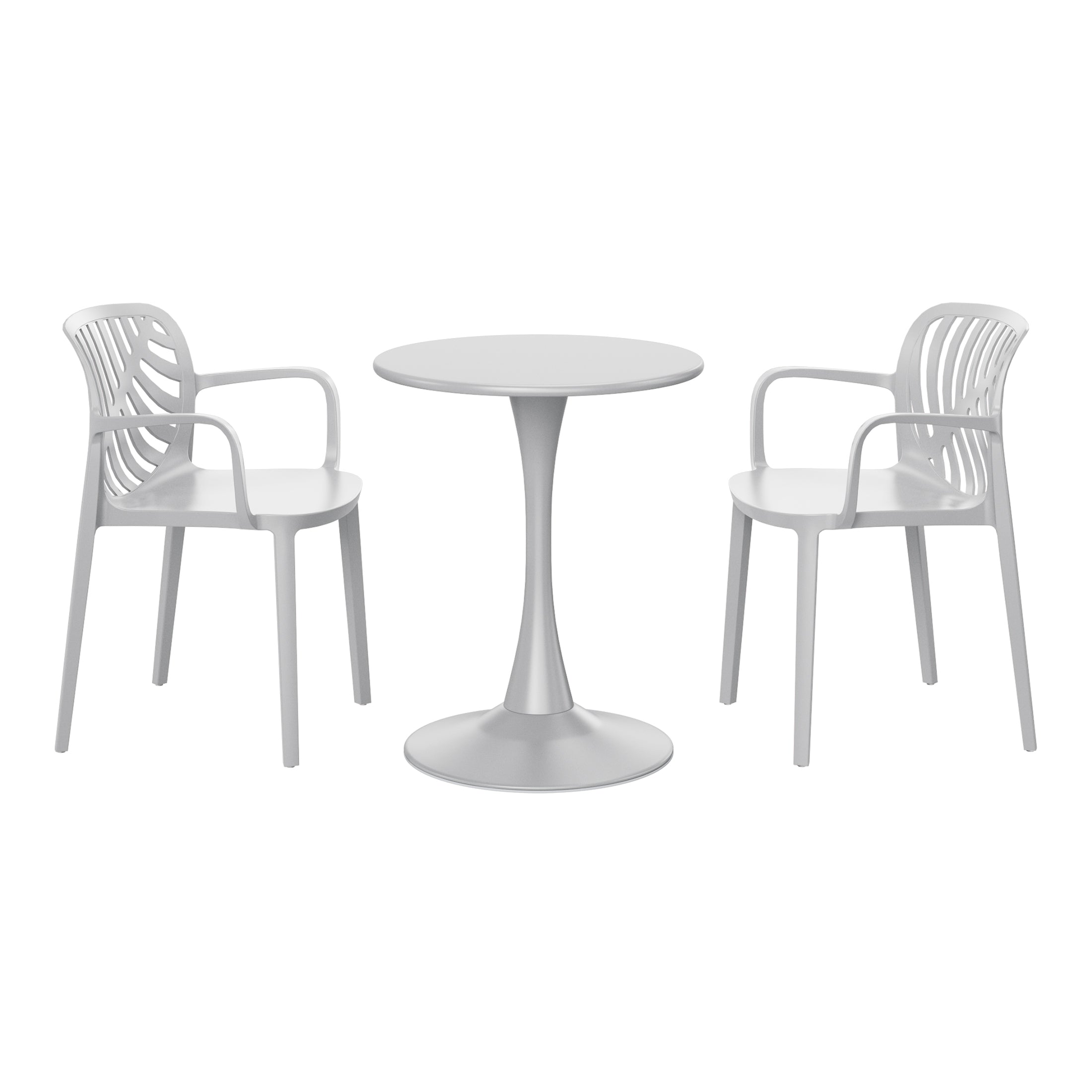 Playa 3-Piece Outdoor Indoor Metal Patio Dining Table Set With Stackable Patio Chairs
