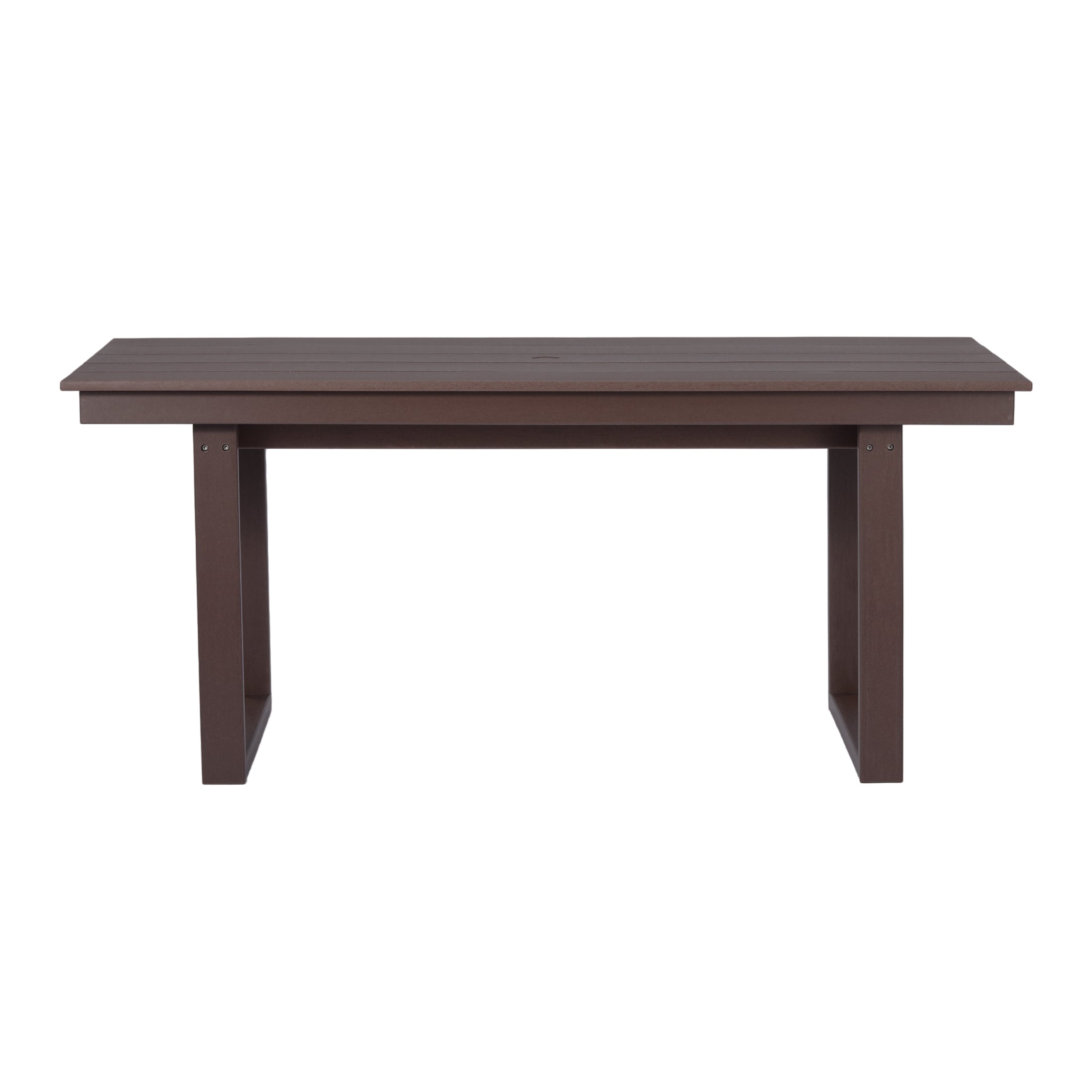 Paloma 68" Outdoor HDPE Modern Rectangular Patio Dining Table With Umbrella Hole