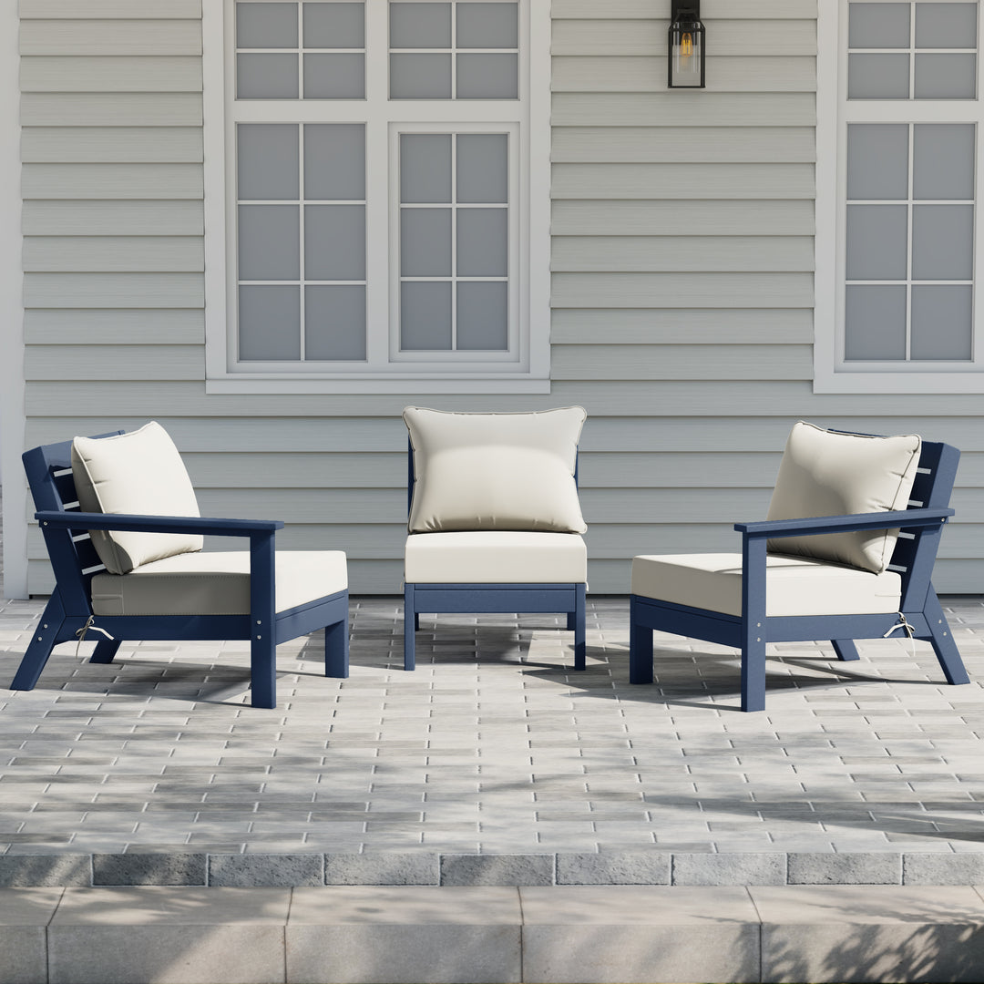 Avalon Outdoor Patio HDPE Sectional Sofa with Patio Cushions