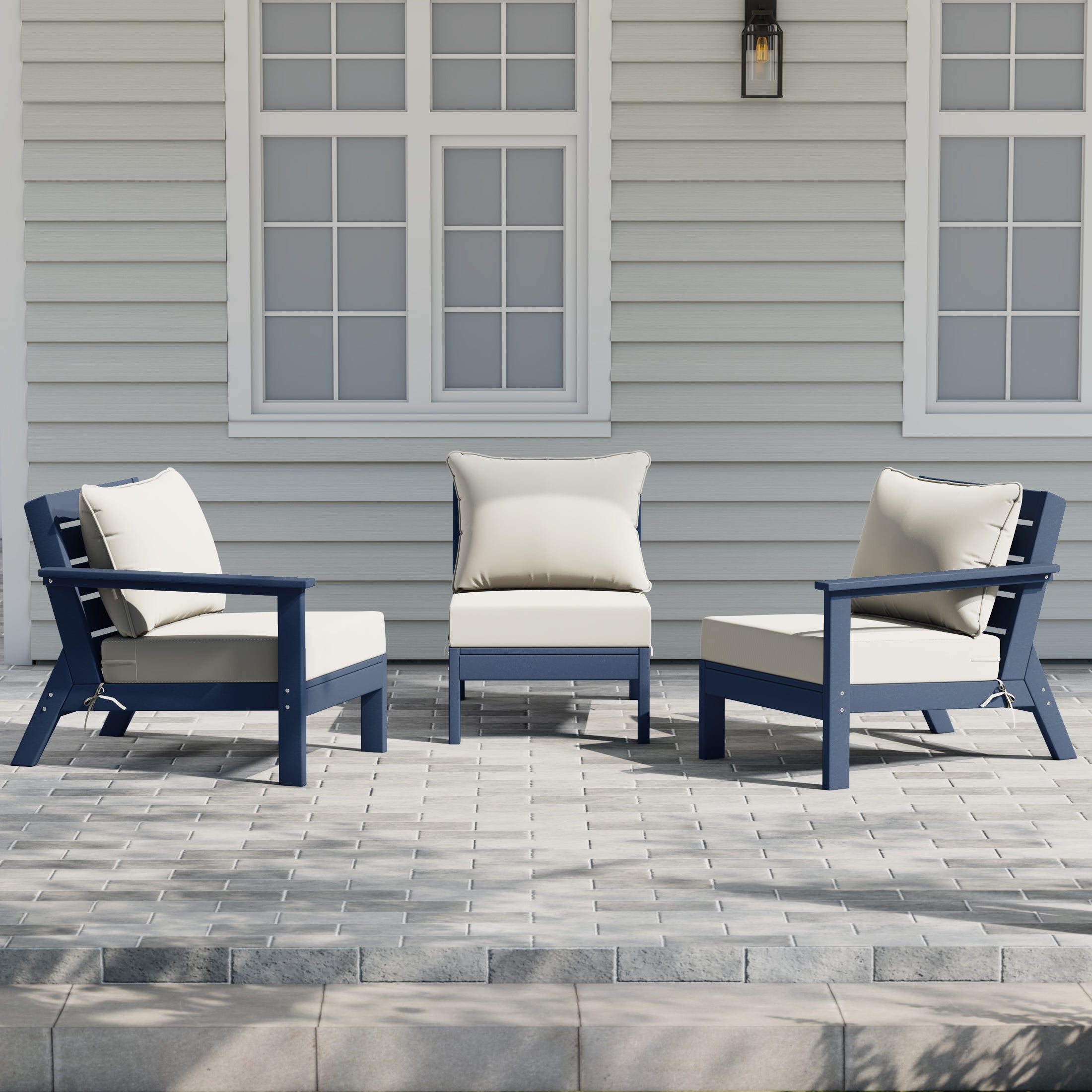 Avalon Outdoor Patio HDPE Sectional Sofa with Patio Cushions