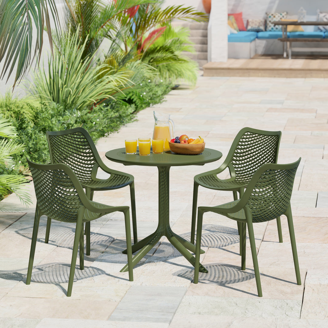 Playa 31.5" Round Plastic Outdoor Patio Dining Table for 4