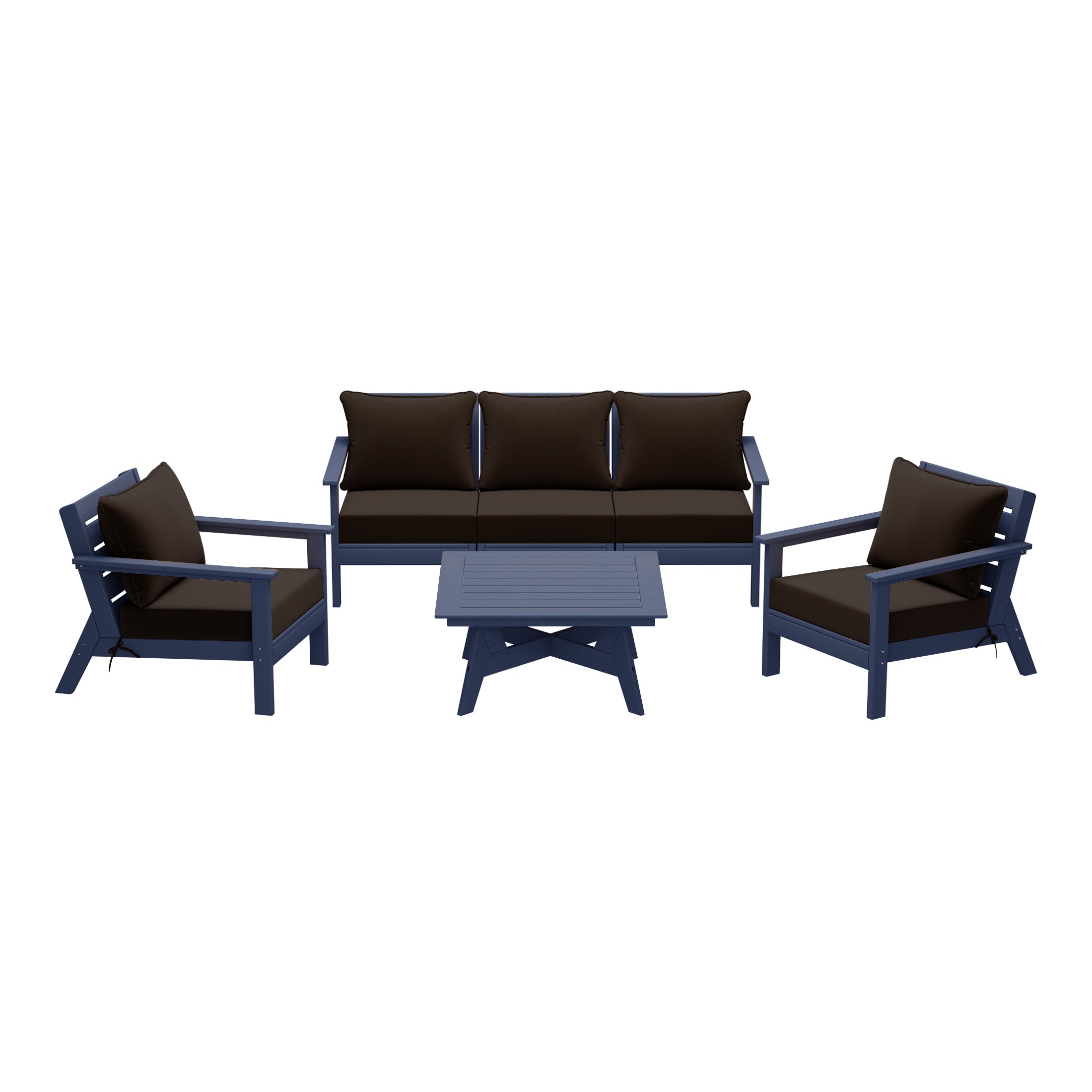 Avalon Outdoor 6-Piece Modular Sectional Patio Furniture Sofa Set in Navy Blue Frame