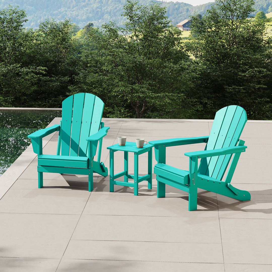 Malibu 3-Piece set Outdoor / Patio Poly Adirondack chair set with a side table ( 2 seater )
