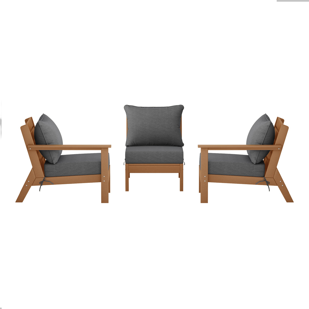 Avalon Outdoor Patio HDPE Sectional Sofa with Patio Cushions