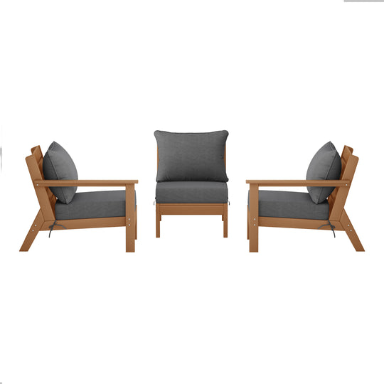 Avalon Outdoor Patio HDPE Sectional Sofa with Patio Cushions