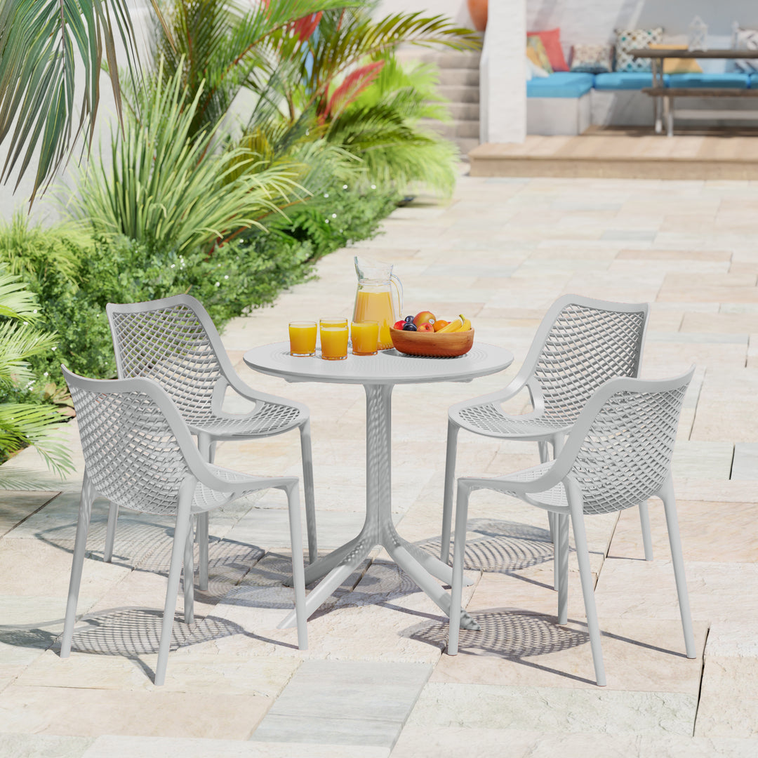 Playa 31.5" Round Plastic Outdoor Patio Dining Table for 4
