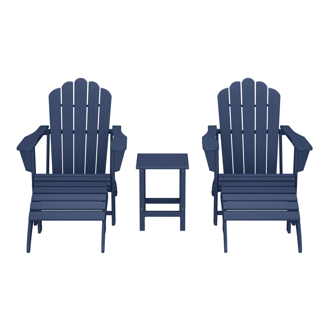 Highland 5-Piece Adirondack Chair with Folding Ottoman and Table Set