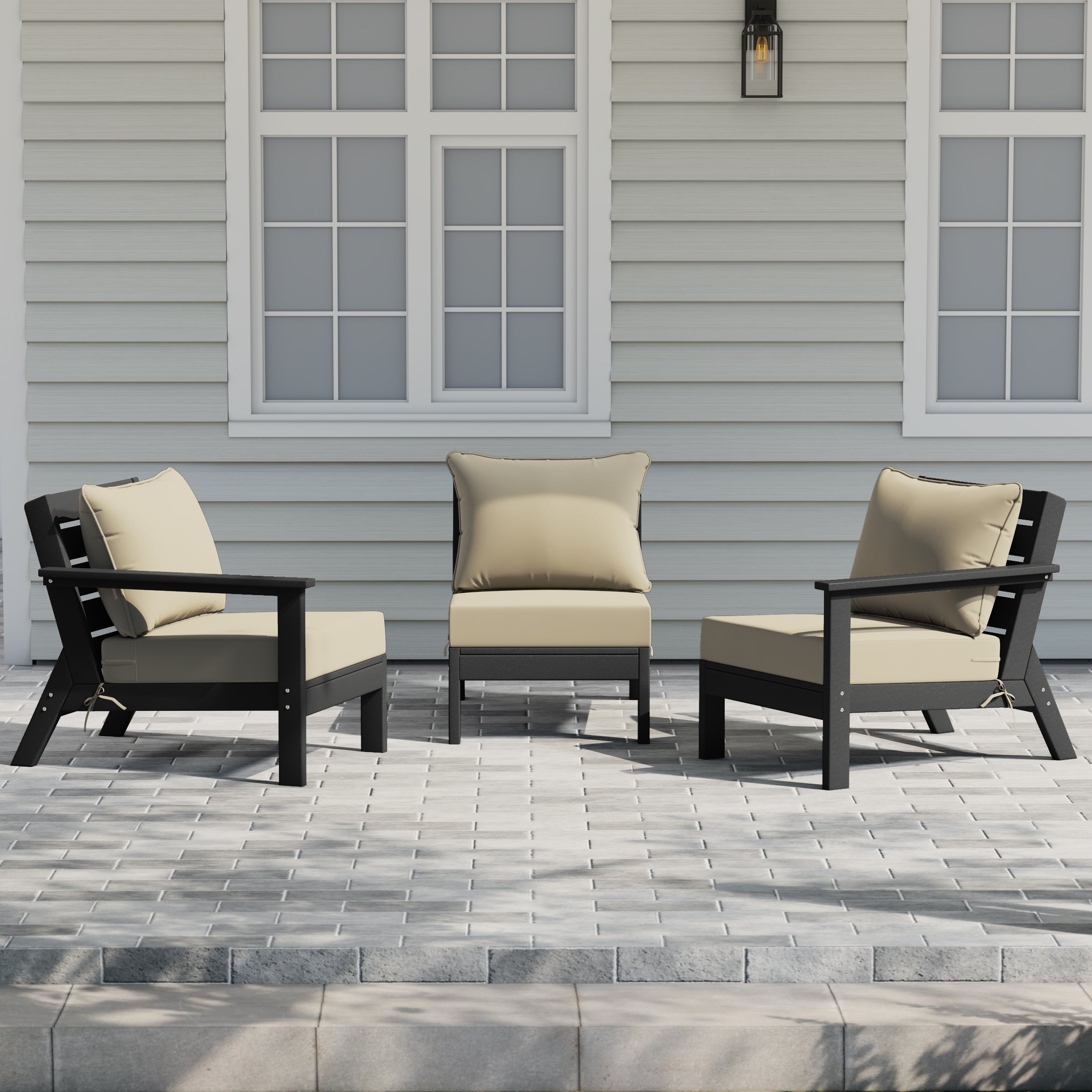Avalon Outdoor Patio HDPE Sectional Sofa with Patio Cushions
