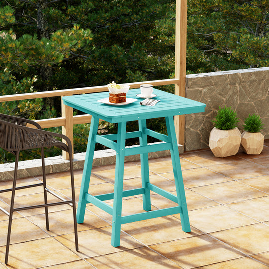 Malibu Square Outdoor Patio Counter High Bistro Bar Table With Umbrella Hole