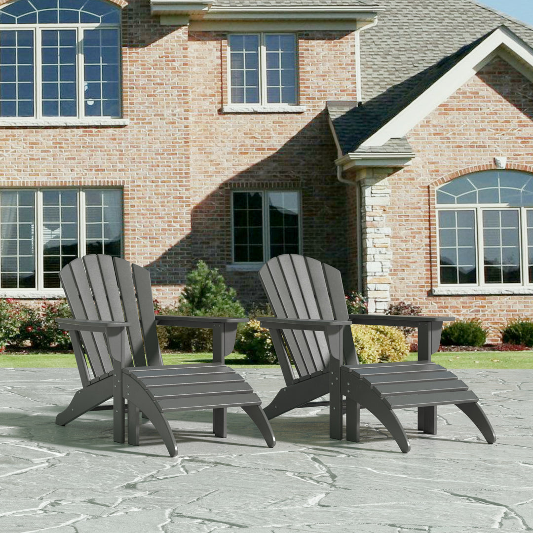 Dylan Outdoor Adirondack Chair With Ottoman 4-Piece Set