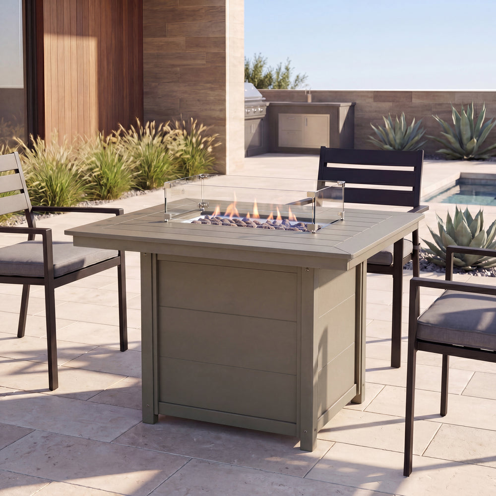 Helios 46" Modern Outdoor Patio Gas Propane Rectangular Fire Pit Table