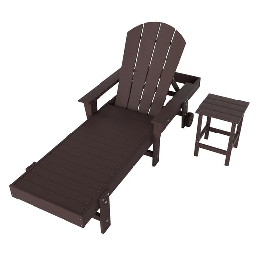 Malibu 2 Piece Adirondack Poly Reclining Chaise Lounge With Arms & Wheels