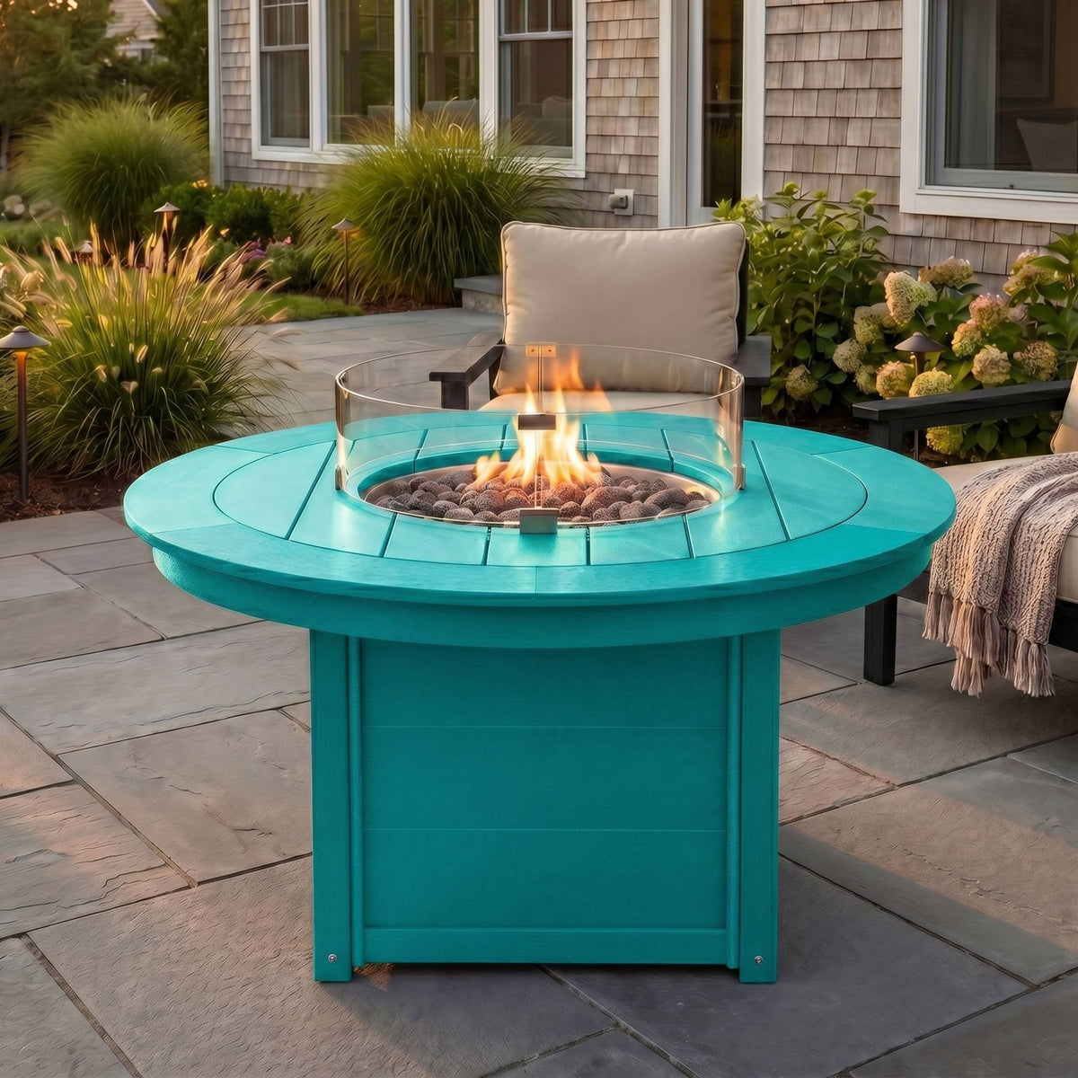 Helios 47" Modern Outdoor 55,000 BTU Patio Propane Round Fire Pit Table
