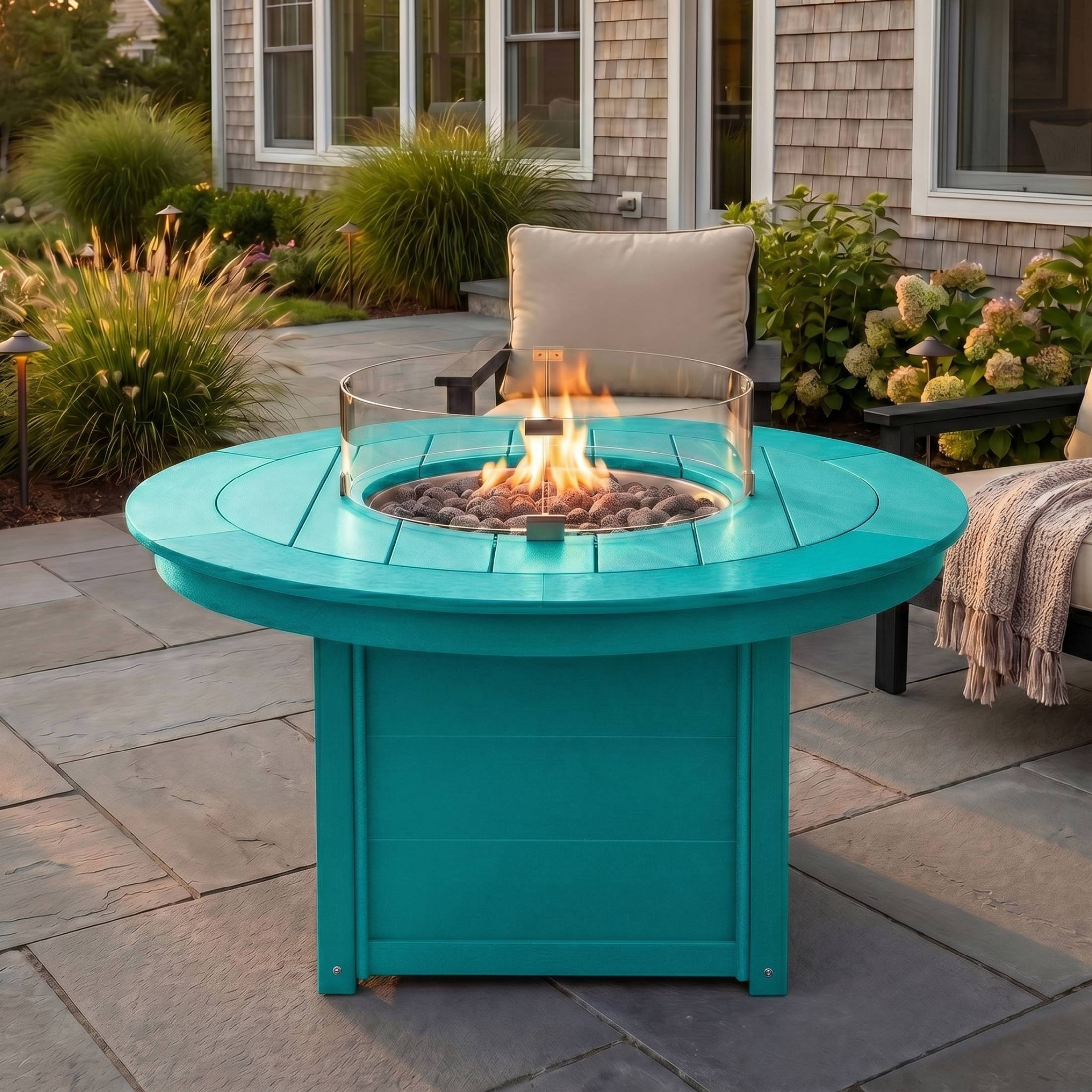 Helios 47" Modern Outdoor 55,000 BTU Patio Propane Round Fire Pit Table