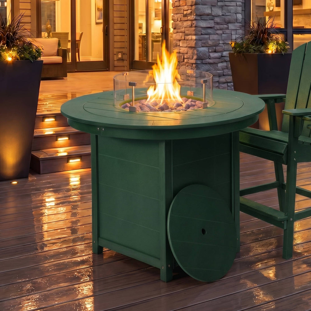 Helios 47" Modern Outdoor Patio Propane Round Counter Height Fire Pit Table